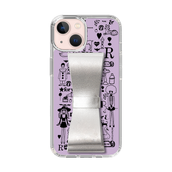 Slim Protection Case - STAND & RING RIBBON Silver［ Rune Naito - RUNE Girl Retro & Modern - Purple ］