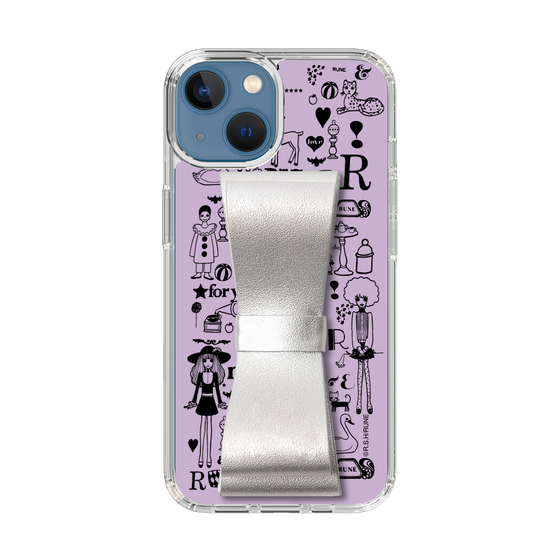 Slim Protection Case - STAND & RING RIBBON Silver［ Rune Naito - RUNE Girl Retro & Modern - Purple ］