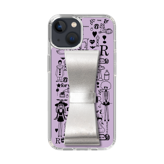 Slim Protection Case - STAND & RING RIBBON Silver［ Rune Naito - RUNE Girl Retro & Modern - Purple ］