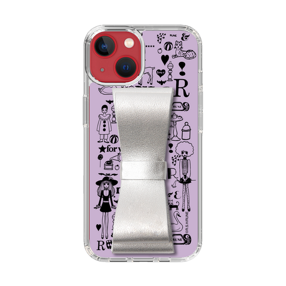 Slim Protection Case - STAND & RING RIBBON Silver［ Rune Naito - RUNE Girl Retro & Modern - Purple ］