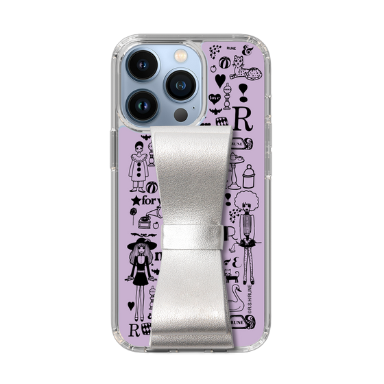 Slim Protection Case - STAND & RING RIBBON Silver［ Rune Naito - RUNE Girl Retro & Modern - Purple ］