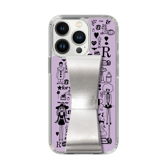 Slim Protection Case - STAND & RING RIBBON Silver［ Rune Naito - RUNE Girl Retro & Modern - Purple ］