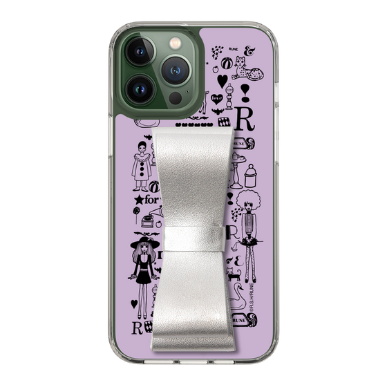 Slim Protection Case - STAND & RING RIBBON Silver［ Rune Naito - RUNE Girl Retro & Modern - Purple ］