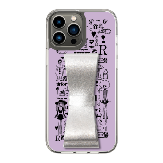 Slim Protection Case - STAND & RING RIBBON Silver［ Rune Naito - RUNE Girl Retro & Modern - Purple ］