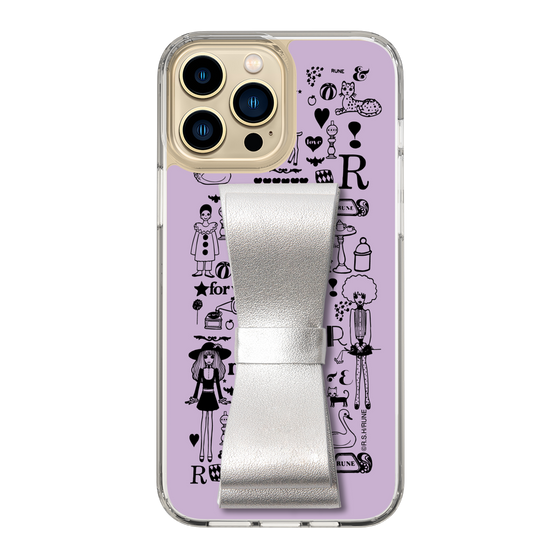 Slim Protection Case - STAND & RING RIBBON Silver［ Rune Naito - RUNE Girl Retro & Modern - Purple ］