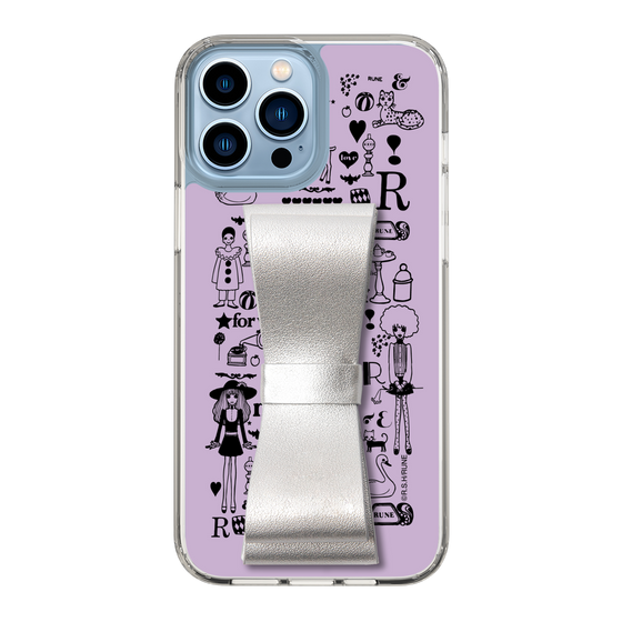 Slim Protection Case - STAND & RING RIBBON Silver［ Rune Naito - RUNE Girl Retro & Modern - Purple ］