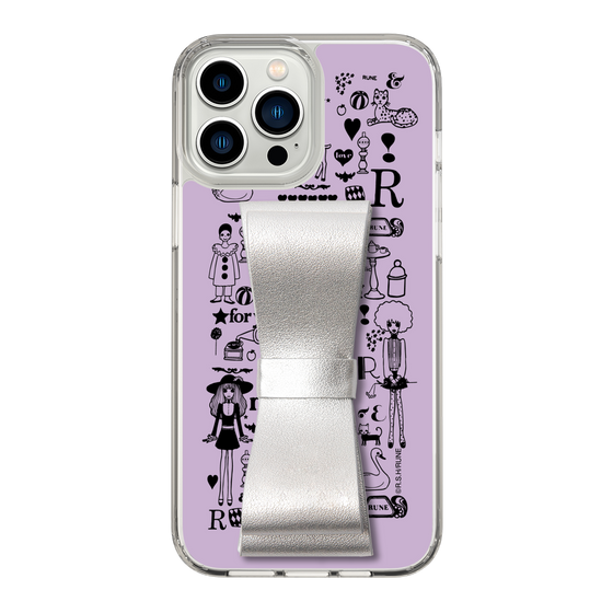 Slim Protection Case - STAND & RING RIBBON Silver［ Rune Naito - RUNE Girl Retro & Modern - Purple ］