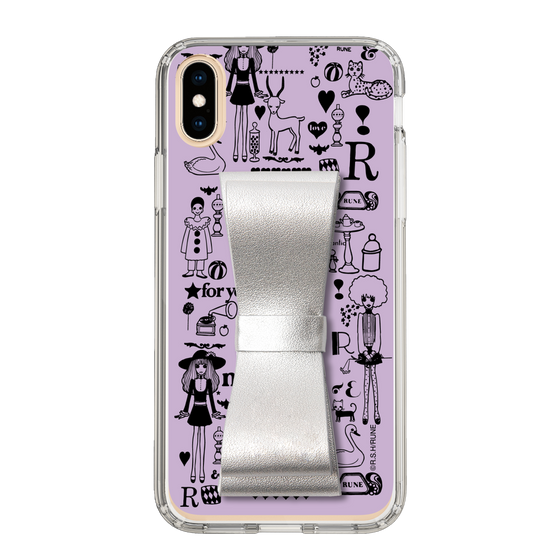 Slim Protection Case - STAND & RING RIBBON Silver［ Rune Naito - RUNE Girl Retro & Modern - Purple ］