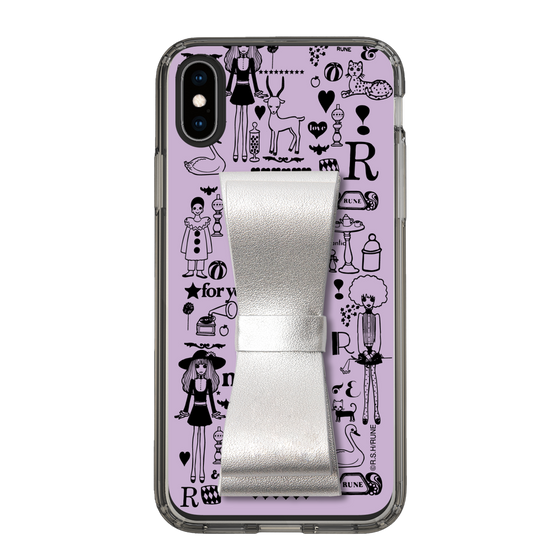 Slim Protection Case - STAND & RING RIBBON Silver［ Rune Naito - RUNE Girl Retro & Modern - Purple ］