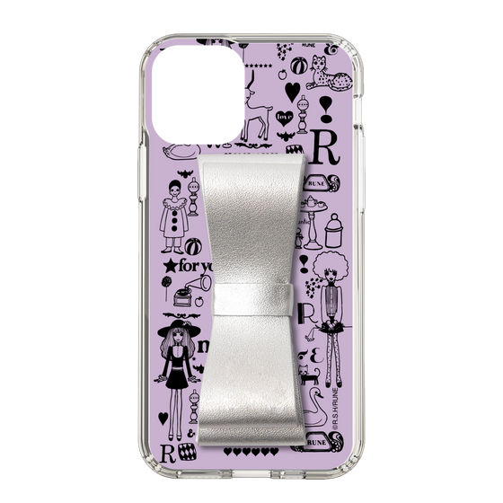 Slim Protection Case - STAND & RING RIBBON Silver［ Rune Naito - RUNE Girl Retro & Modern - Purple ］