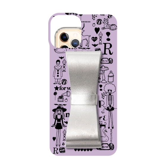 Slim Protection Case - STAND & RING RIBBON Silver［ Rune Naito - RUNE Girl Retro & Modern - Purple ］