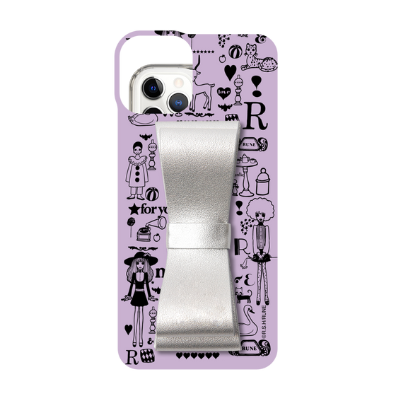 Slim Protection Case - STAND & RING RIBBON Silver［ Rune Naito - RUNE Girl Retro & Modern - Purple ］