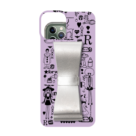 Slim Protection Case - STAND & RING RIBBON Silver［ Rune Naito - RUNE Girl Retro & Modern - Purple ］