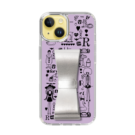 Slim Protection Case - STAND & RING RIBBON Silver［ Rune Naito - RUNE Girl Retro & Modern - Purple ］