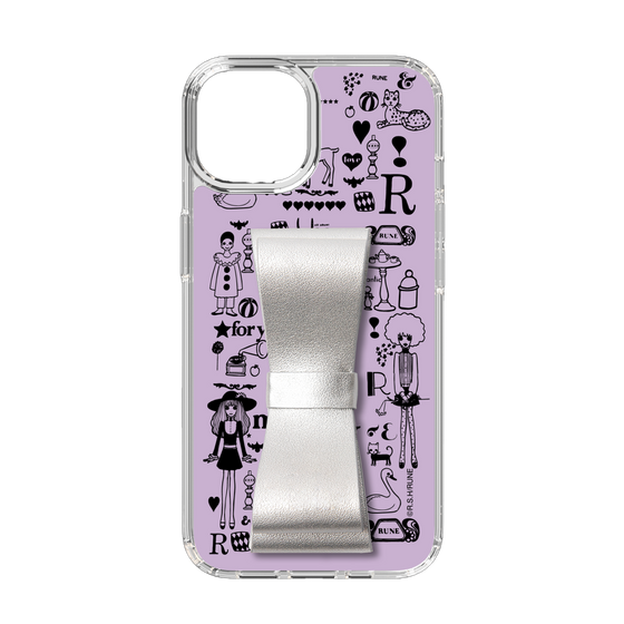 Slim Protection Case - STAND & RING RIBBON Silver［ Rune Naito - RUNE Girl Retro & Modern - Purple ］