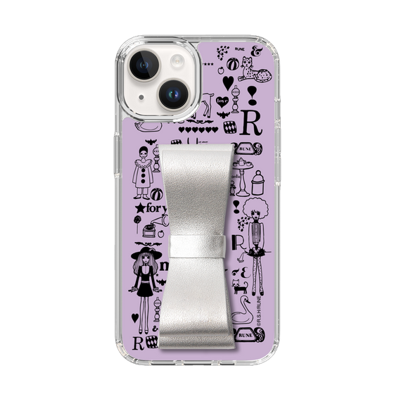 Slim Protection Case - STAND & RING RIBBON Silver［ Rune Naito - RUNE Girl Retro & Modern - Purple ］