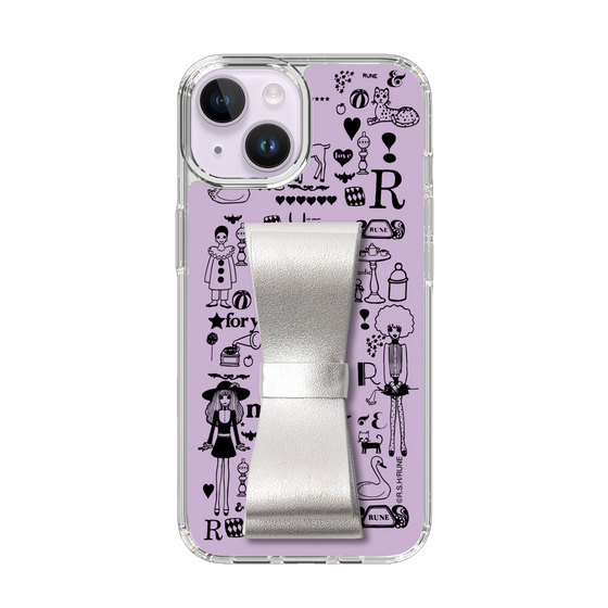 Slim Protection Case - STAND & RING RIBBON Silver［ Rune Naito - RUNE Girl Retro & Modern - Purple ］