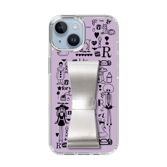 Slim Protection Case - STAND & RING RIBBON Silver［ Rune Naito - RUNE Girl Retro & Modern - Purple ］