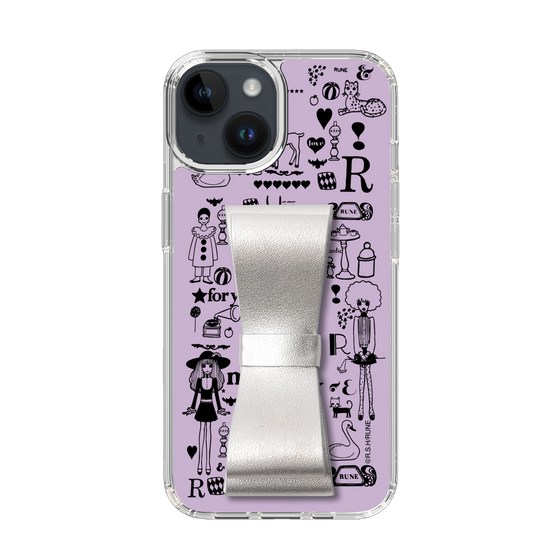 Slim Protection Case - STAND & RING RIBBON Silver［ Rune Naito - RUNE Girl Retro & Modern - Purple ］