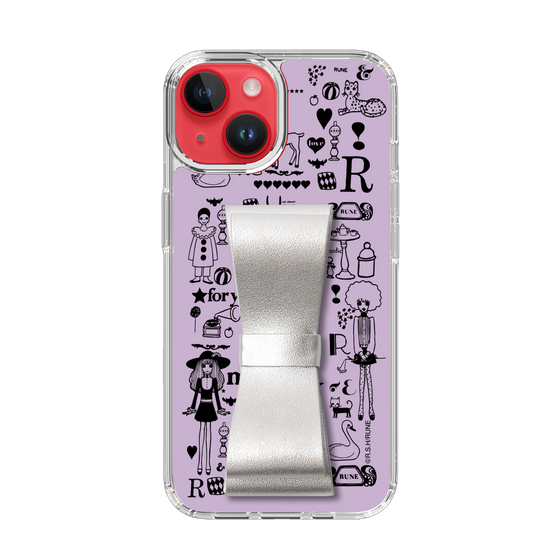 Slim Protection Case - STAND & RING RIBBON Silver［ Rune Naito - RUNE Girl Retro & Modern - Purple ］