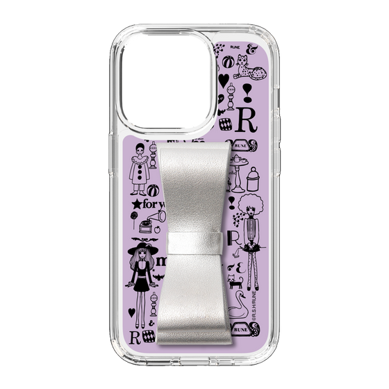 Slim Protection Case - STAND & RING RIBBON Silver［ Rune Naito - RUNE Girl Retro & Modern - Purple ］