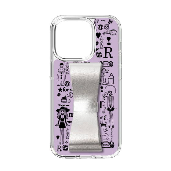 Slim Protection Case - STAND & RING RIBBON Silver［ Rune Naito - RUNE Girl Retro & Modern - Purple ］