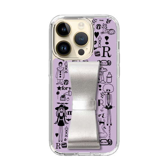 Slim Protection Case - STAND & RING RIBBON Silver［ Rune Naito - RUNE Girl Retro & Modern - Purple ］