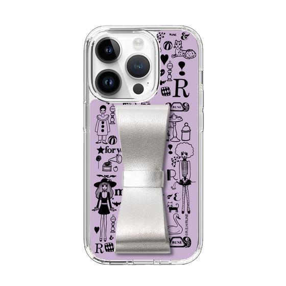 Slim Protection Case - STAND & RING RIBBON Silver［ Rune Naito - RUNE Girl Retro & Modern - Purple ］