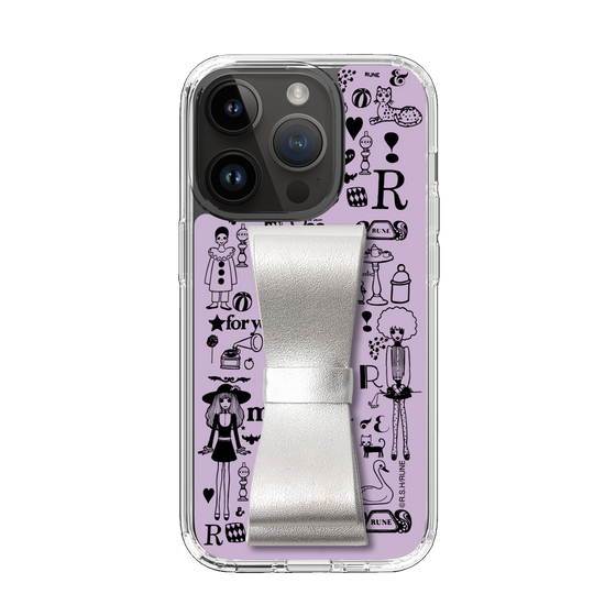 Slim Protection Case - STAND & RING RIBBON Silver［ Rune Naito - RUNE Girl Retro & Modern - Purple ］