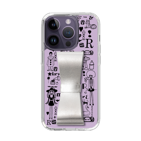 Slim Protection Case - STAND & RING RIBBON Silver［ Rune Naito - RUNE Girl Retro & Modern - Purple ］