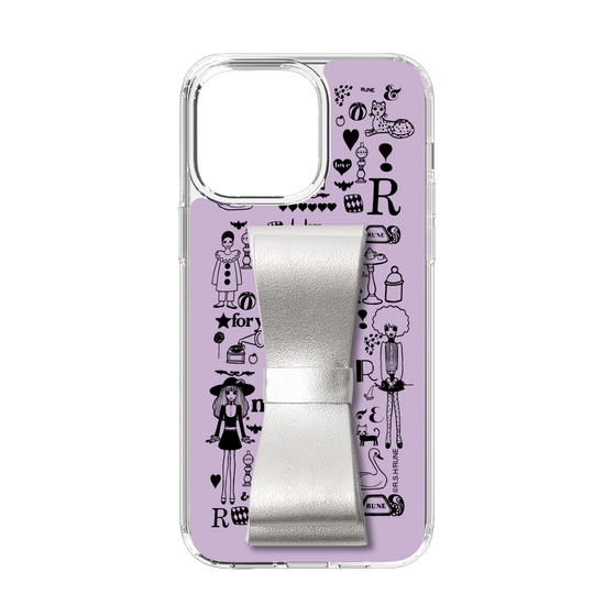 Slim Protection Case - STAND & RING RIBBON Silver［ Rune Naito - RUNE Girl Retro & Modern - Purple ］