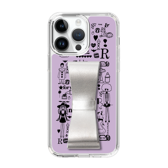 Slim Protection Case - STAND & RING RIBBON Silver［ Rune Naito - RUNE Girl Retro & Modern - Purple ］