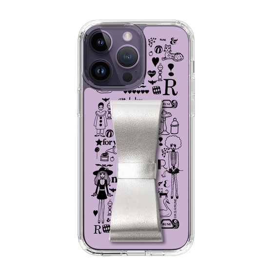 Slim Protection Case - STAND & RING RIBBON Silver［ Rune Naito - RUNE Girl Retro & Modern - Purple ］