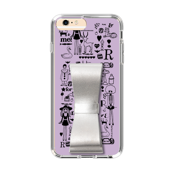 Slim Protection Case - STAND & RING RIBBON Silver［ Rune Naito - RUNE Girl Retro & Modern - Purple ］