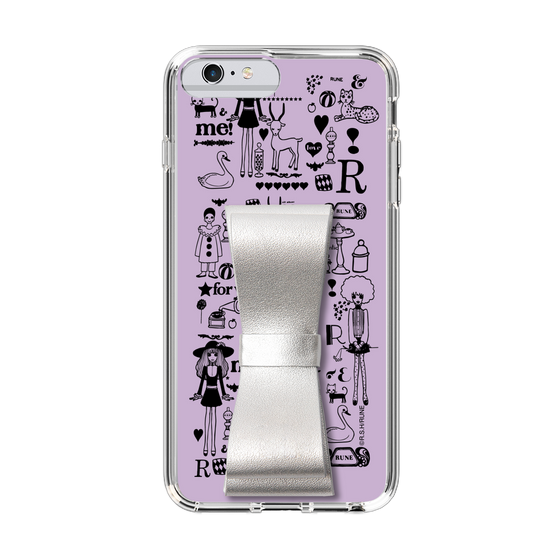 Slim Protection Case - STAND & RING RIBBON Silver［ Rune Naito - RUNE Girl Retro & Modern - Purple ］