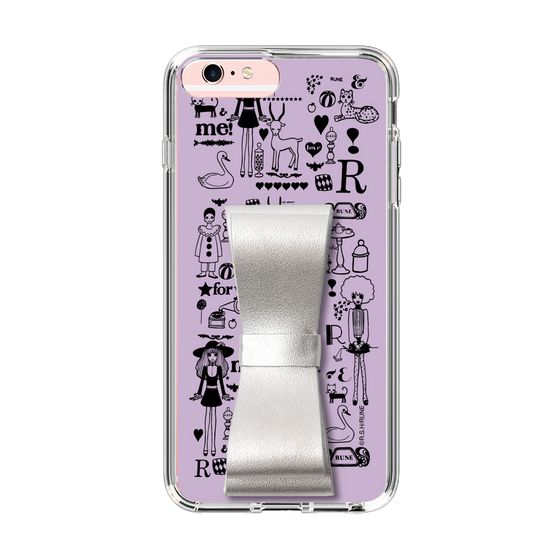 Slim Protection Case - STAND & RING RIBBON Silver［ Rune Naito - RUNE Girl Retro & Modern - Purple ］