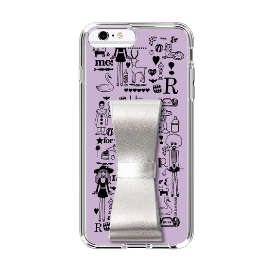 Slim Protection Case - STAND & RING RIBBON Silver［ Rune Naito - RUNE Girl Retro & Modern - Purple ］