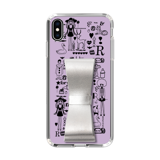 Slim Protection Case - STAND & RING RIBBON Silver［ Rune Naito - RUNE Girl Retro & Modern - Purple ］