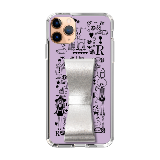 Slim Protection Case - STAND & RING RIBBON Silver［ Rune Naito - RUNE Girl Retro & Modern - Purple ］