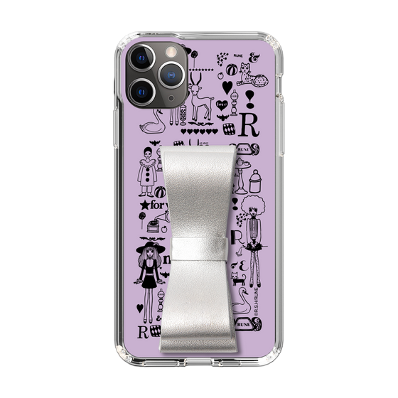 Slim Protection Case - STAND & RING RIBBON Silver［ Rune Naito - RUNE Girl Retro & Modern - Purple ］