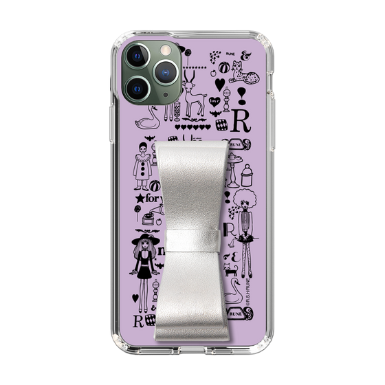 Slim Protection Case - STAND & RING RIBBON Silver［ Rune Naito - RUNE Girl Retro & Modern - Purple ］