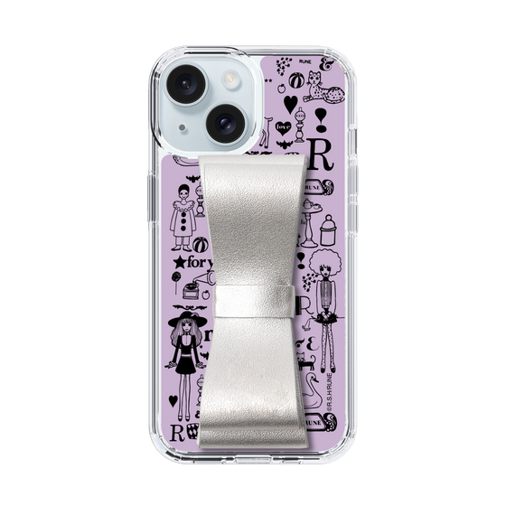 Slim Protection Case - STAND & RING RIBBON Silver［ Rune Naito - RUNE Girl Retro & Modern - Purple ］