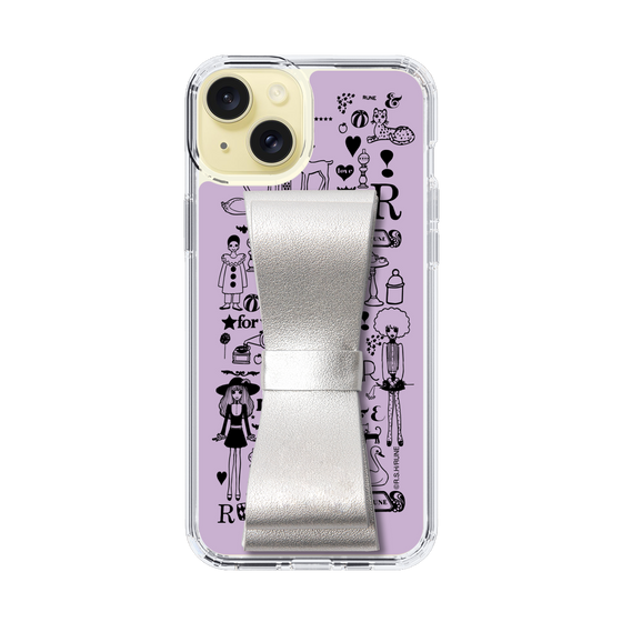 Slim Protection Case - STAND & RING RIBBON Silver［ Rune Naito - RUNE Girl Retro & Modern - Purple ］