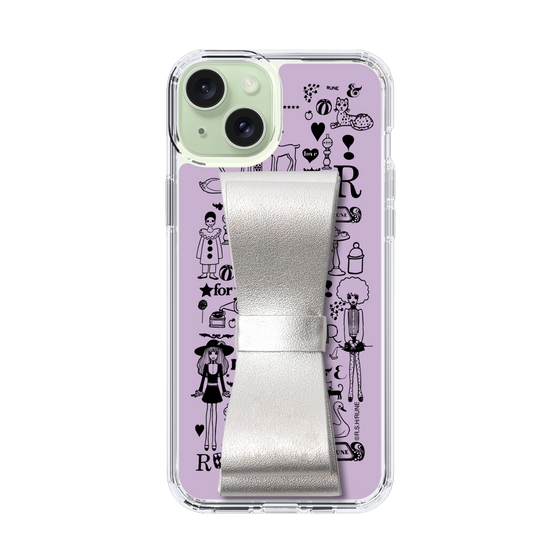 Slim Protection Case - STAND & RING RIBBON Silver［ Rune Naito - RUNE Girl Retro & Modern - Purple ］