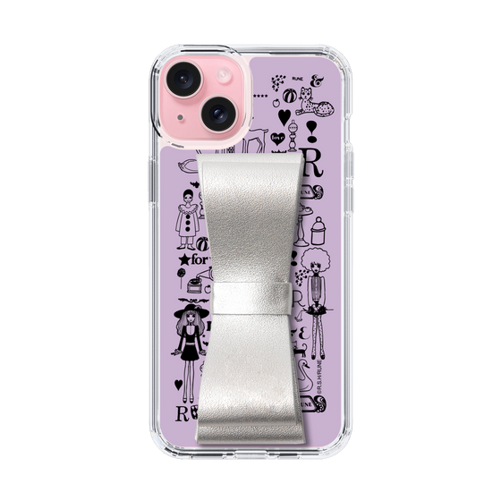 Slim Protection Case - STAND & RING RIBBON Silver［ Rune Naito - RUNE Girl Retro & Modern - Purple ］