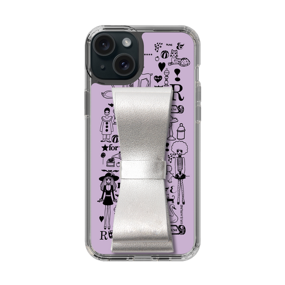 Slim Protection Case - STAND & RING RIBBON Silver［ Rune Naito - RUNE Girl Retro & Modern - Purple ］