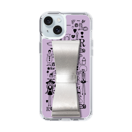 Slim Protection Case - STAND & RING RIBBON Silver［ Rune Naito - RUNE Girl Retro & Modern - Purple ］