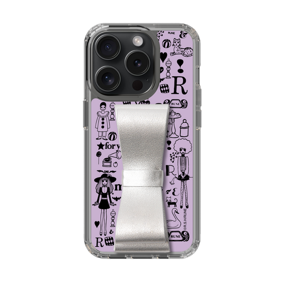 Slim Protection Case - STAND & RING RIBBON Silver［ Rune Naito - RUNE Girl Retro & Modern - Purple ］