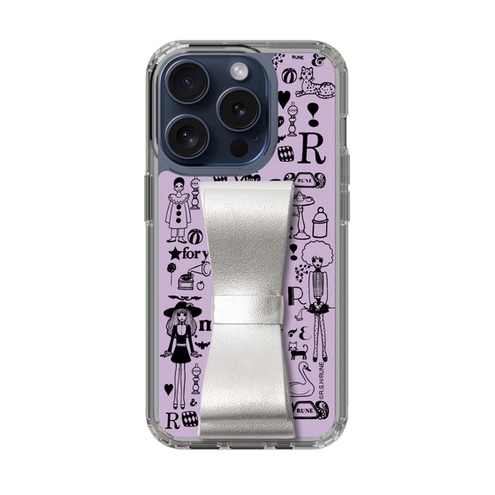 Slim Protection Case - STAND & RING RIBBON Silver［ Rune Naito - RUNE Girl Retro & Modern - Purple ］