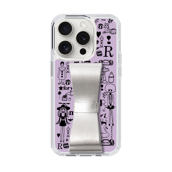 Slim Protection Case - STAND & RING RIBBON Silver［ Rune Naito - RUNE Girl Retro & Modern - Purple ］